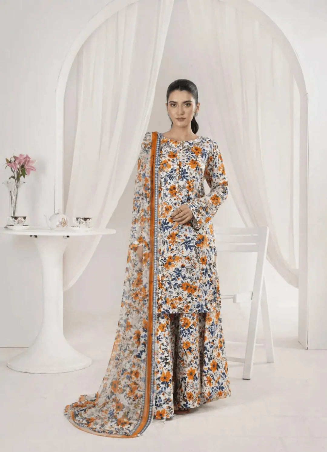 Printed Voile Anarkali Suit